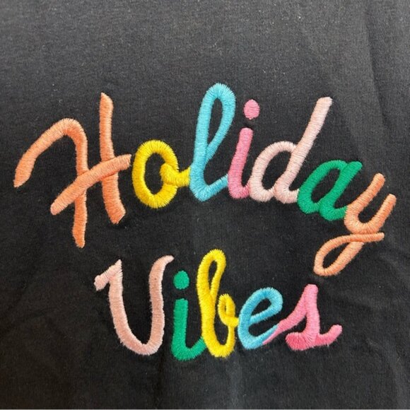 Old Navy Oversized Vintage Tunic Sweatshirt Black Holiday Vibes - Picture 5 of 8